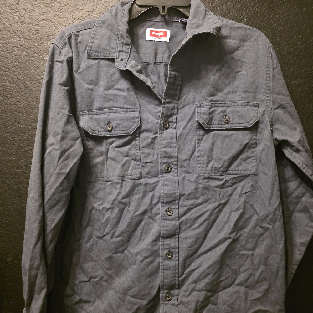 Wrangler Men's Casual Button-Down Shirt Jacket - Slate Gray Blue